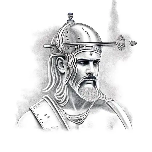 Greek Warrior In A Garden