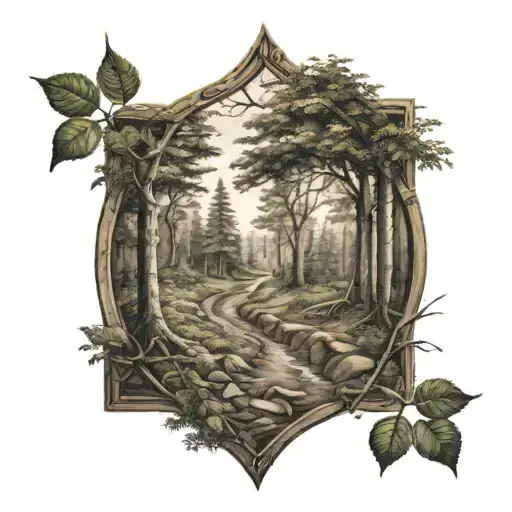 Two Paths In A Forest Scene