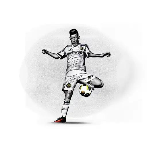 A Realistic Portrait Of A Soccer Player With A Financial Chart As The Background