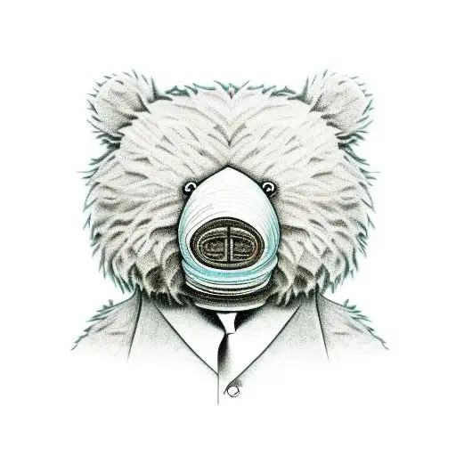 Blue Teddy Bear With Its Face Ripped Off