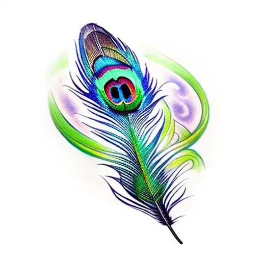 Peacock Feather Dragonfly Butterfly Lotus Flower