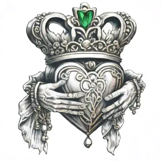Claddagh With Rosary Around The Hands Holding The Heart