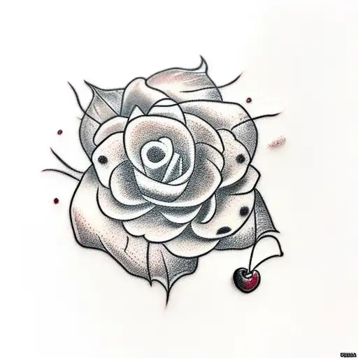 Cute Little Tatoo With Cherry Flower And Dango Mochi