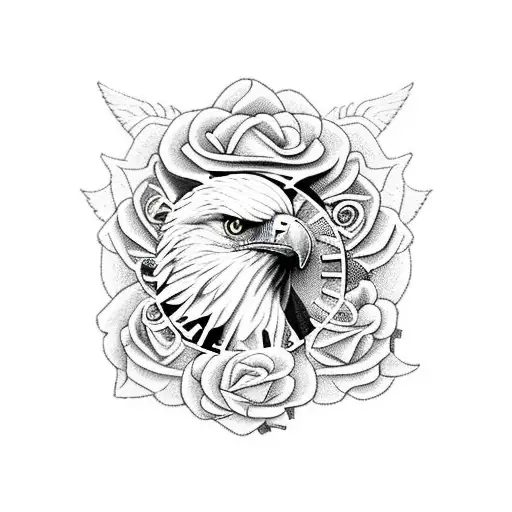 Eagle With Clock And Roses