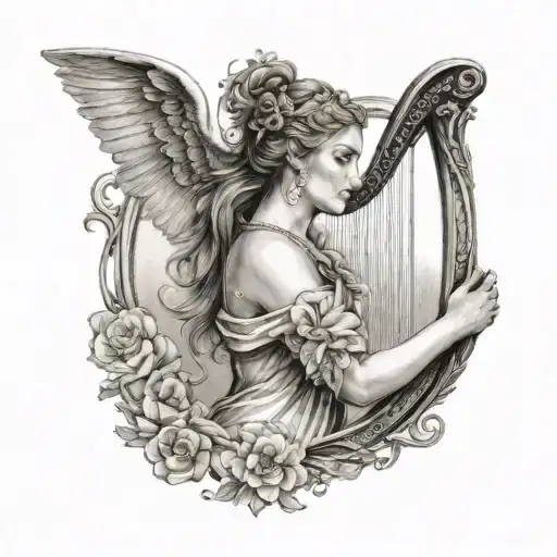 Aphrodite Playing A Harp