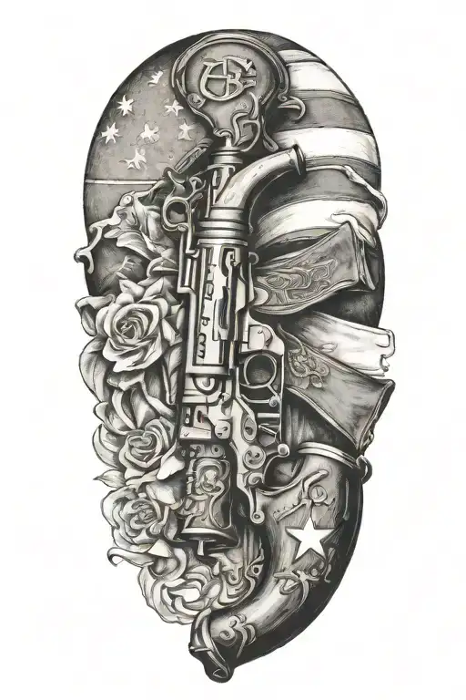 Gadsdan Flag Incorporated With Flintlock Pistols