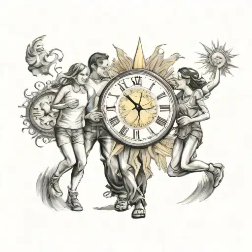 A Family Tattoo With Birthdays 4 Family Memer Looking Th Sunshine With Clock That Signs Infinite