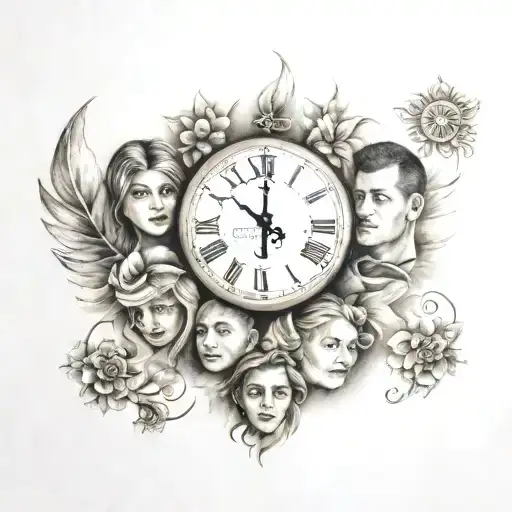 A Family Tattoo With Birthdays 4 Family Memer Looking Th Sunshine With Clock That Signs Infinite