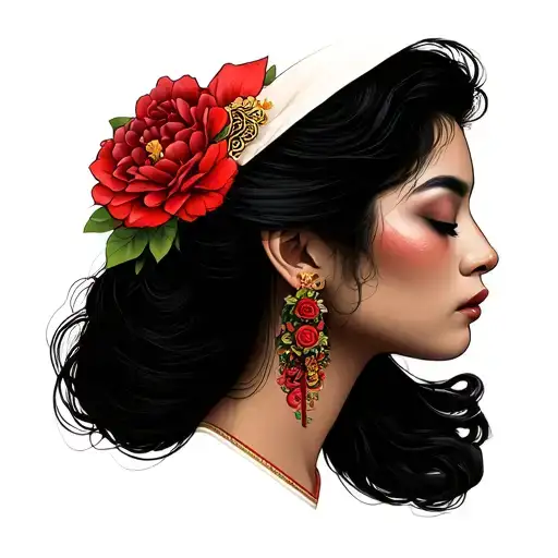 Japanese Mexican Lady Head Profile