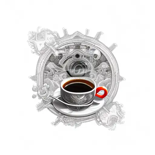 Old Building Inside A Coffee Cup