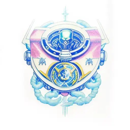 A Space Marine From Xx Legion In Blue And Mint Color