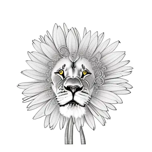 Lion With A Daisy And Rose With The Air Force Symbol Below It All