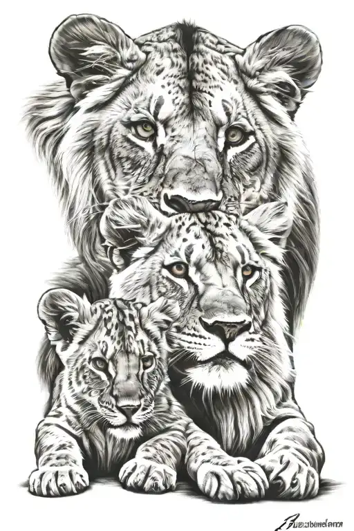 Lion And Cub Faces