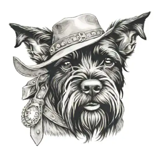 Black Schnauzer Cowgirl Portrait Style