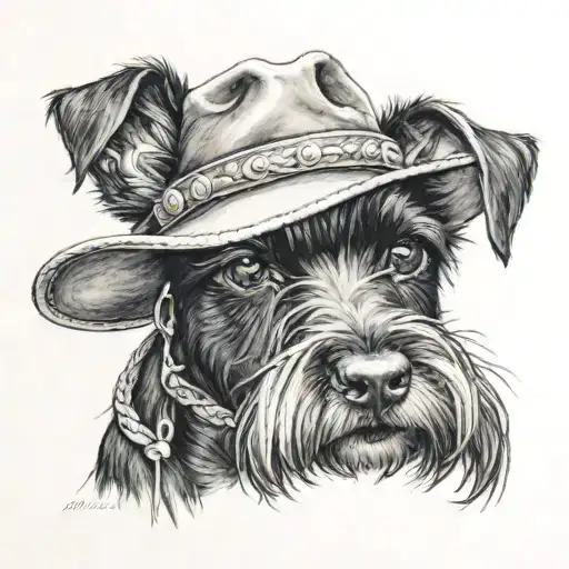 Black Miniature Schnauzer Cowgirl Portrait