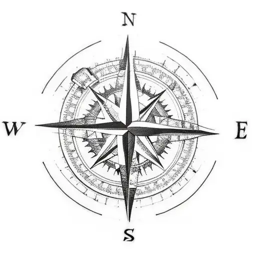 Compass With Mountains With Hiking With Mountain Biking With Camping