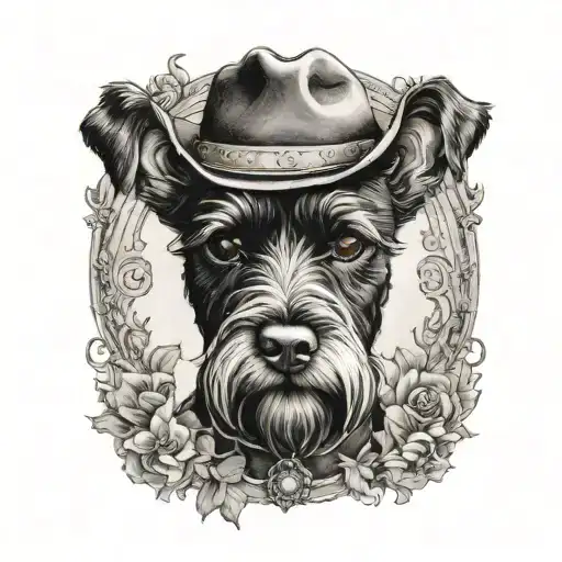 Black Schnauzer Cowgirl Portrait