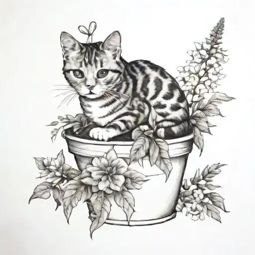 Cat Pot Plant Flower