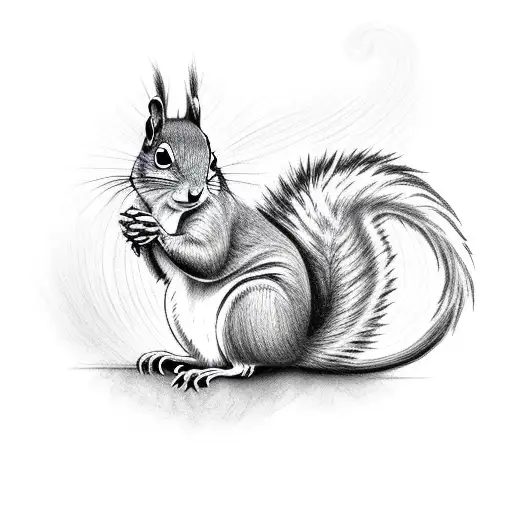 Squirrel And Skull With Flames