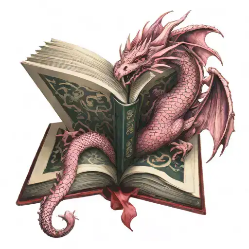 An Open Book From Which A Pink Dragon Coming