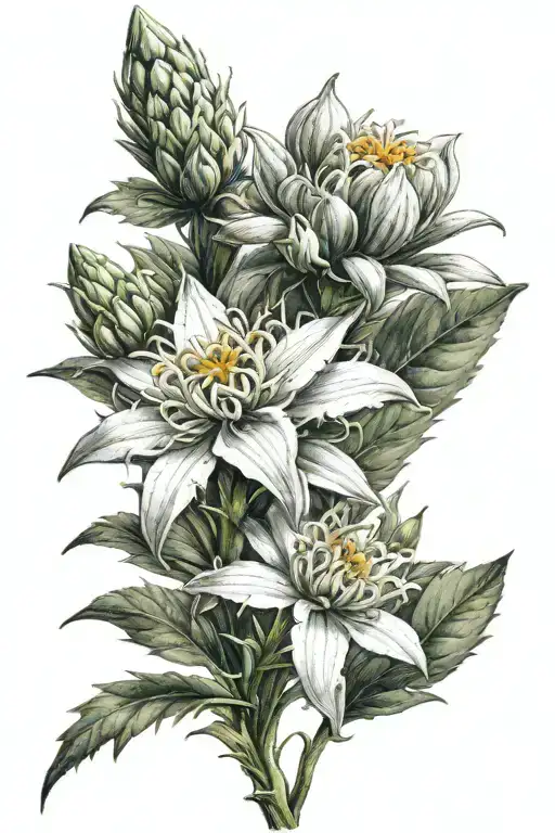 Edelweiss Flower With Mountain Landscape