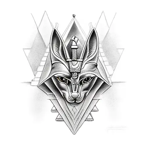 Anubis On The Background Of The Pyramids