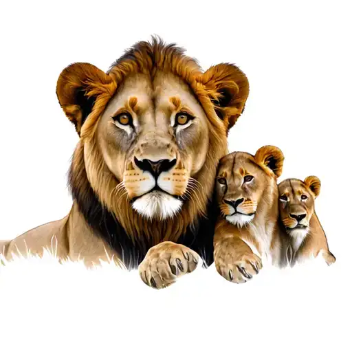 Lioness With Lion Cub