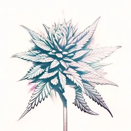 A Realistic Marijuana Plant Growing In A Field Of Colorful Flowers