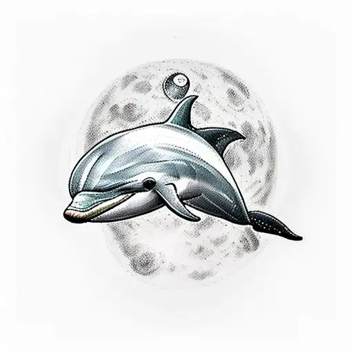 Dolphin With Moon