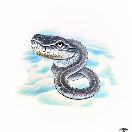 Snake Swimming In Clouds