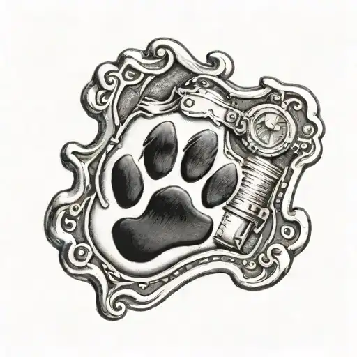 Puppy Paw Print With A Saxon Fire Engine In The Middle Pad Of Paw