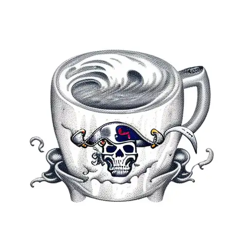 A Beer Mug Overflowing With Frothy Waves And A Pirate Ship Sailing On Top