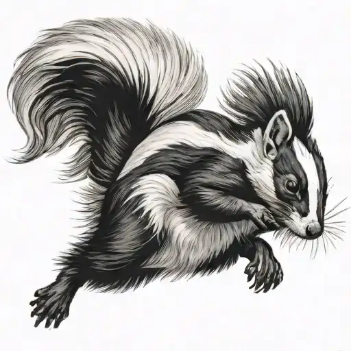 Black And White Skunk Jumping Upwards