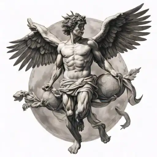 Icarus From Greek Mytholody Holding The World On His Shoulders