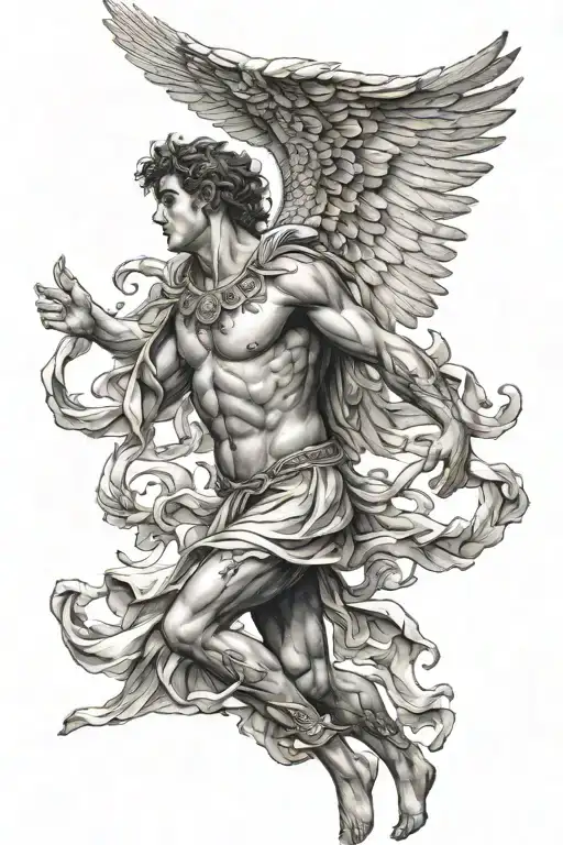 Icarus From Greek Mytholody Holding Up The World On His Shoulders Whilsst Flying