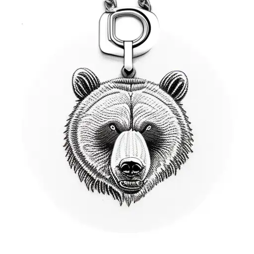 Full Size Grizzly Bear With Key Pendant Chain