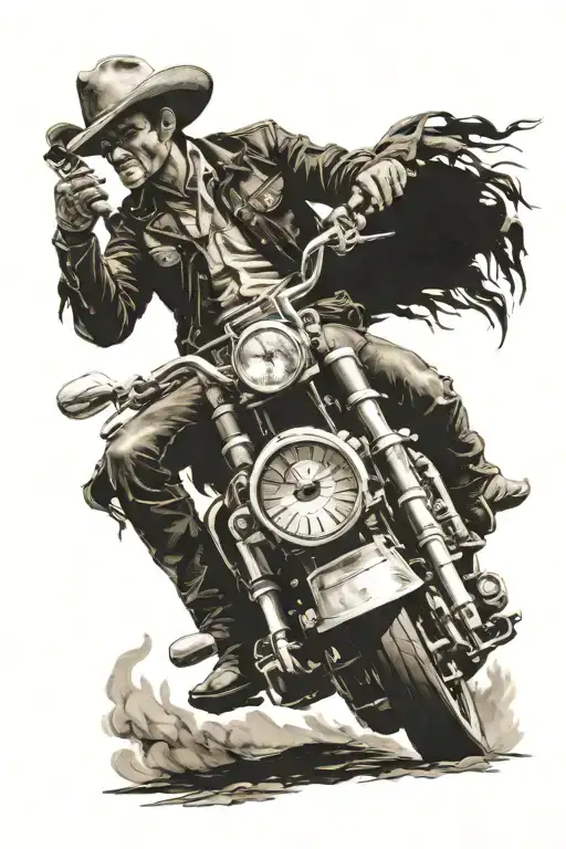 Western Cowboy Motorcycle Riding