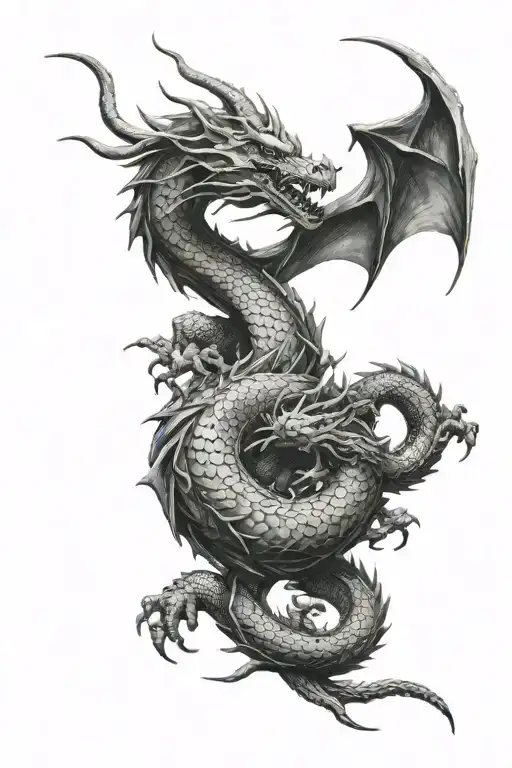 Dragon With Ying Yang Symbol