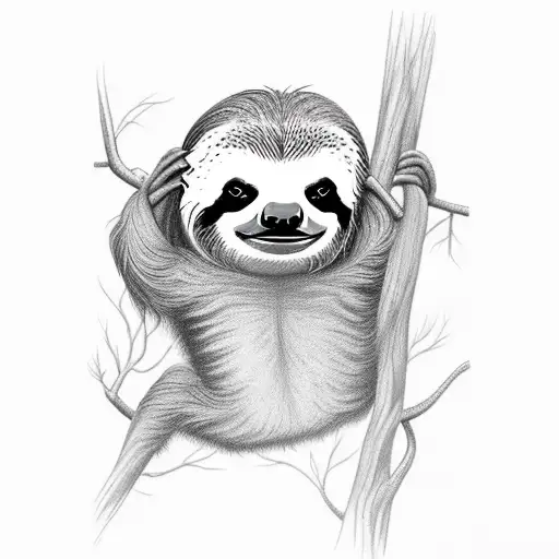 Sloth Hanging From Tree