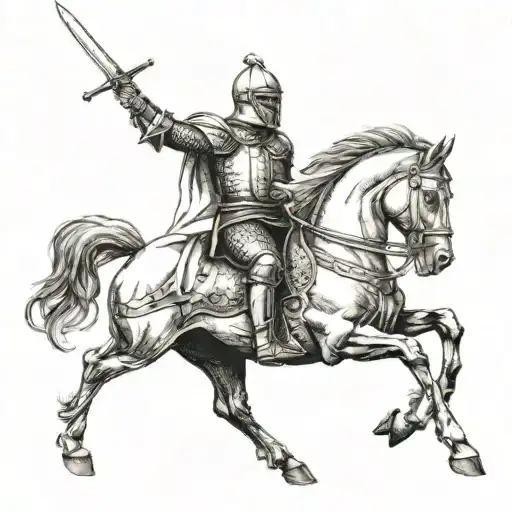 Knight Riding Horse Galloping