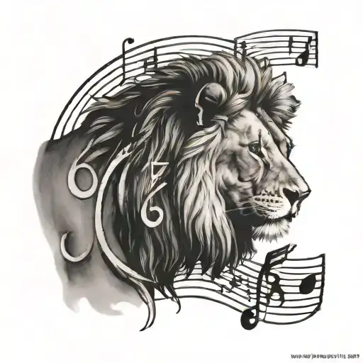Lion And Music Notes Floating