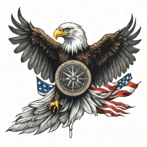 Patriotic Bald Eagle And Compass