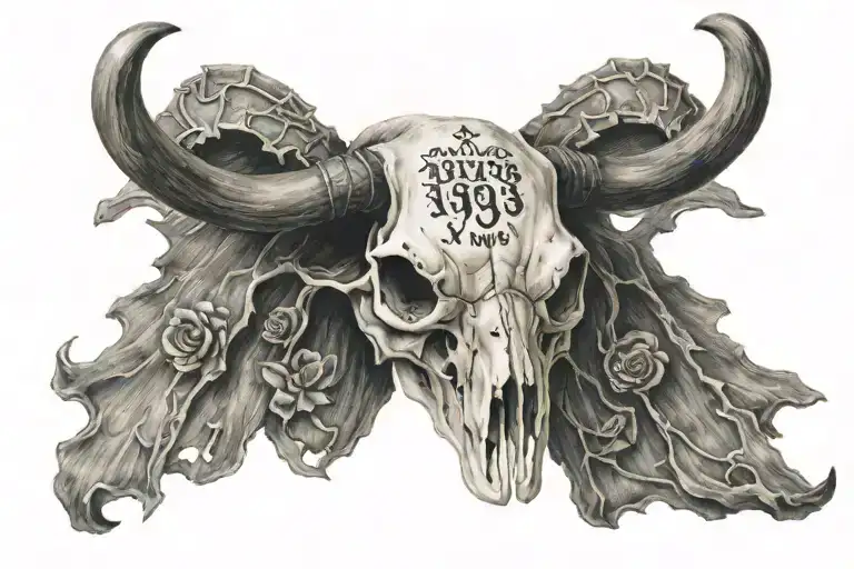 Longhorn Skull With 1993 Written Inside