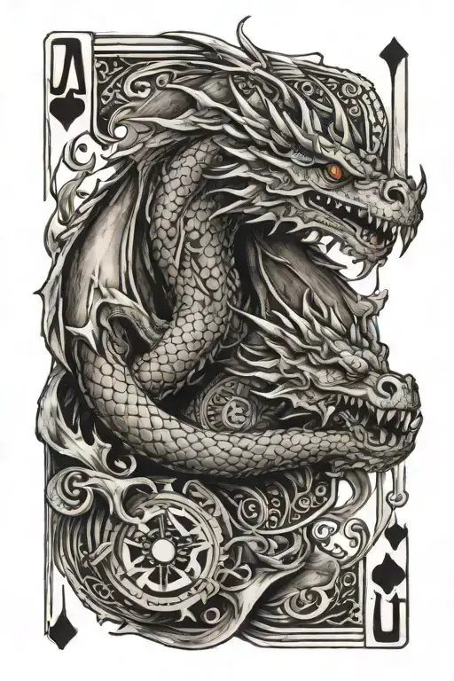 Dragons With Ace Of Spades Playing Card
