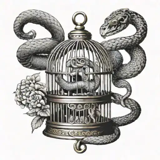 Snake Wrapping Around Bird Cage