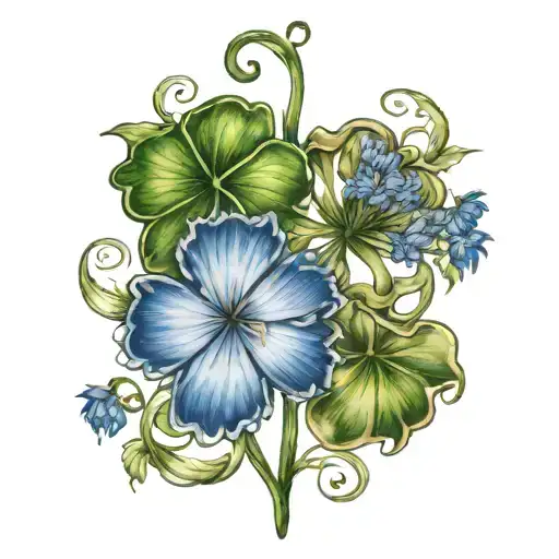 Shamrock And Cornflower Intertwined
