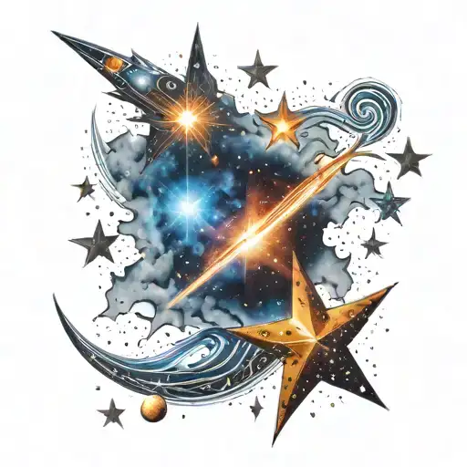 A Galaxy With A Nebula And Shooting Stars