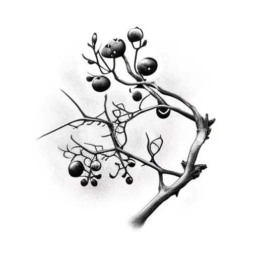 Bird On Branch With Berries