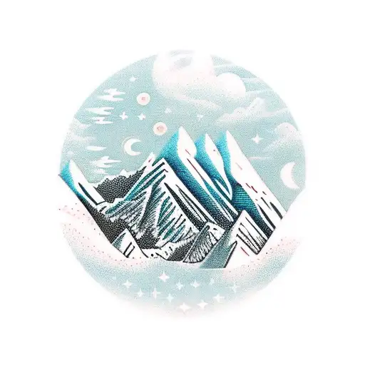 A Majestic Mountain Range With A Night Sky Filled With Stars