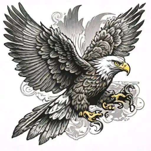 Eagle Flying With Wings Covering Chest